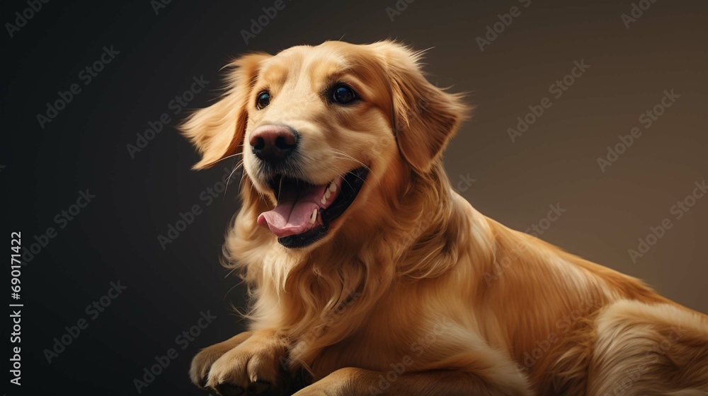 Golden Retriever dog on his back