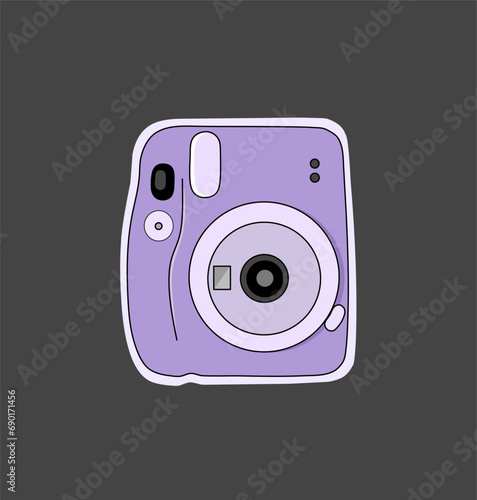 Flat and simple sticker design of polaroid camera