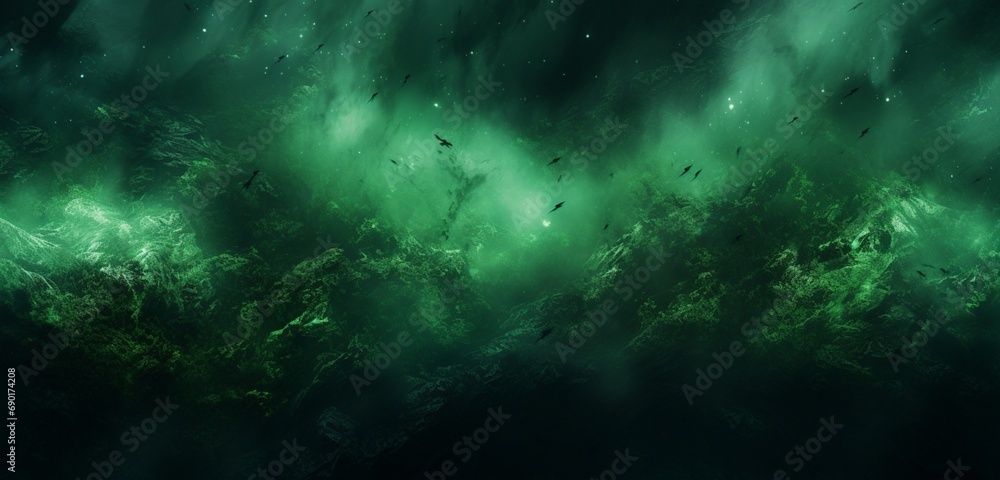 Mysterious green grunge background with abstract shapes. Grunge Background.