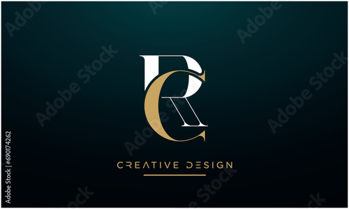 Alphabet letters RC or CR logo monogram