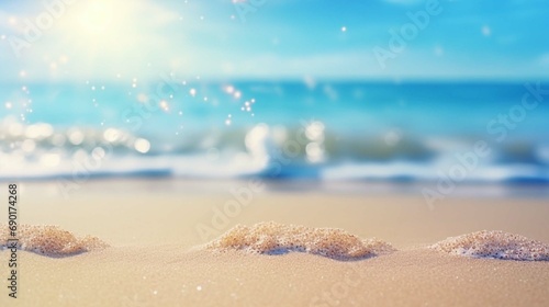 Sand With Blue Sea - Beach Summer Defocused Background With Glittering Of Sunlights 