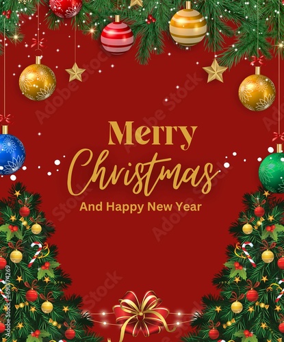 Merry Christmas and  Happy New Year Card background 