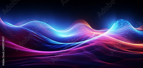 Organic waves of energy ripple through a vibrant digital landscape, pulsating with electric vitality. Digital Pulsar.