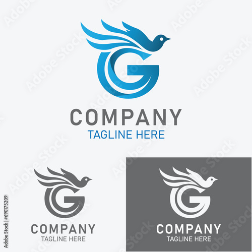 vector alphabetical  letter g bird logo 
