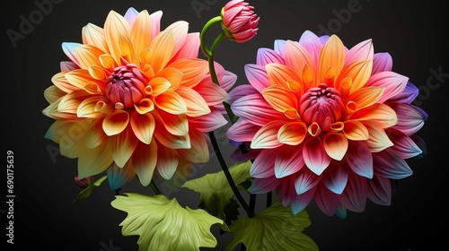  Two colorful dahlia flowers