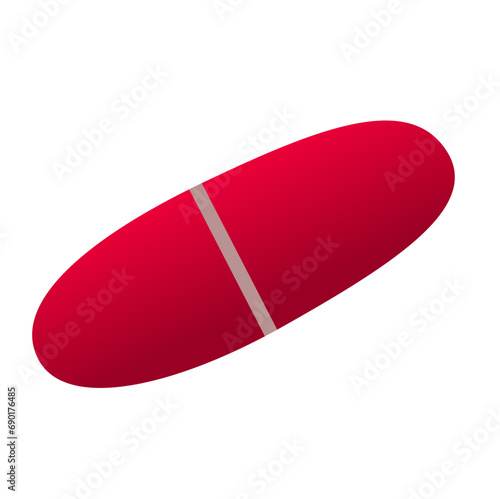 Isolated vector of medicine in the form of red caplets on a white background