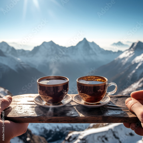 Hot beverage on the top of the mountain © Raoul