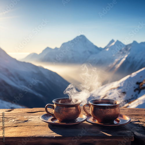Hot beverage on the top of the mountain © Raoul