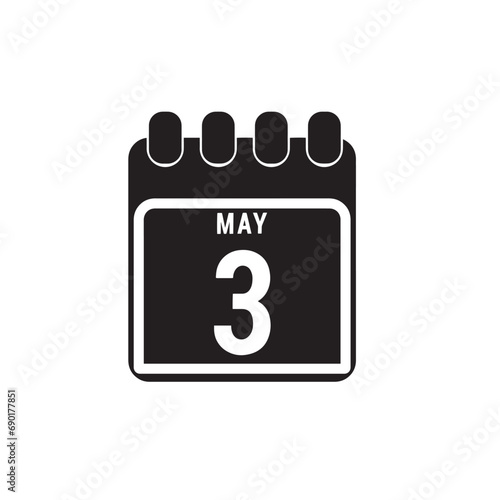 Calendar displaying page of the day 3 (third) of the May - Day 3 of the month. Illustration