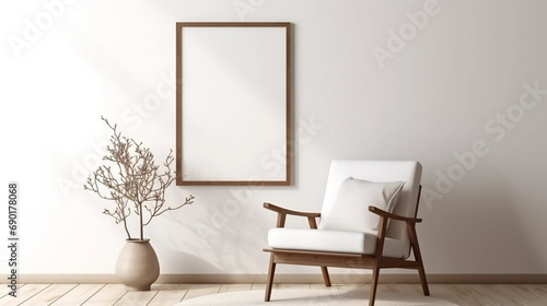 copy space, stockphoto, minimalist cozy healing living room blank frame mockup. Beautiful simple view on a couch and table. Black frame available for random text. Living room mock up.