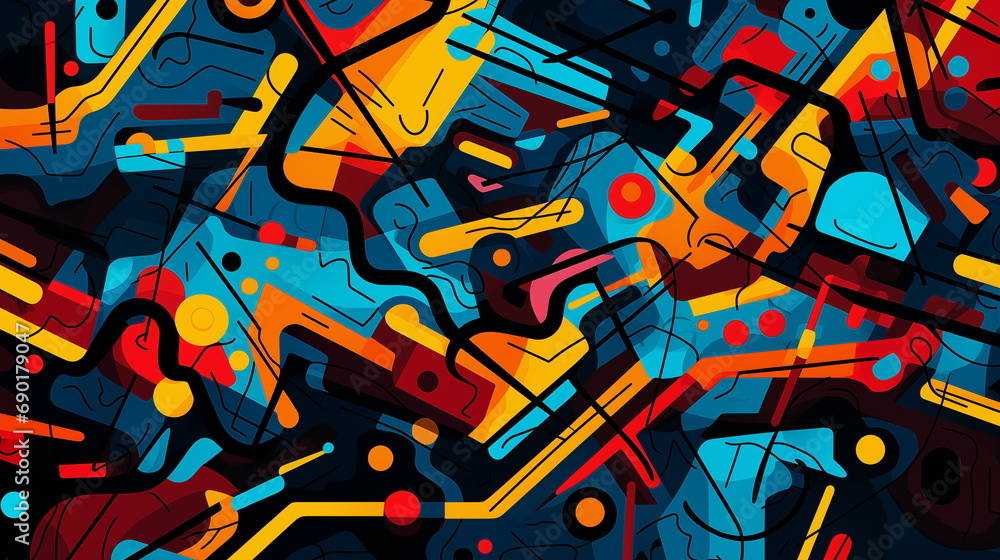 Multicoloured abstract wallpaper of geometric figures Multicoloured abstract wallpaper of geometric figures