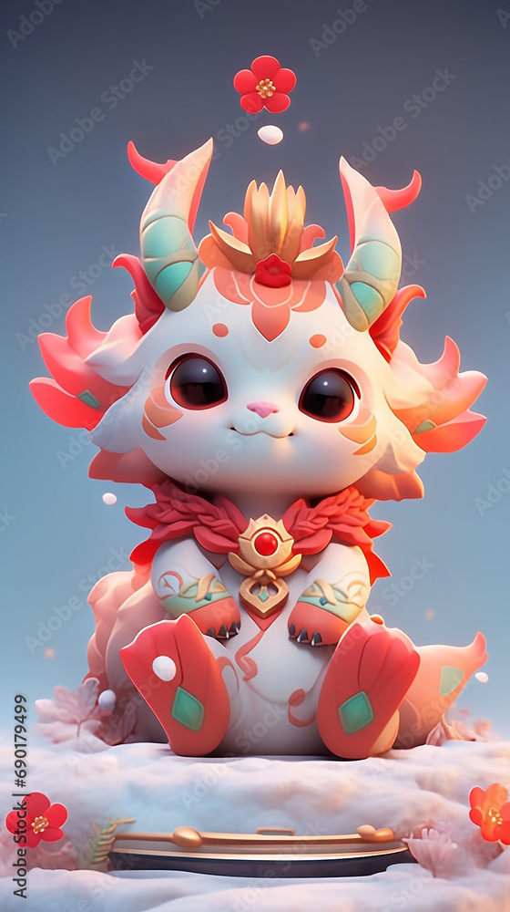 New Year 2024 Dragon cute 3D christmas