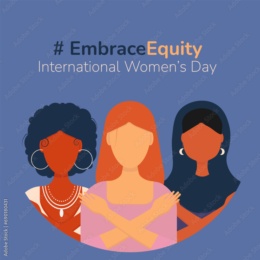 International Women's Day banner. #EmbraceEquity.Vector