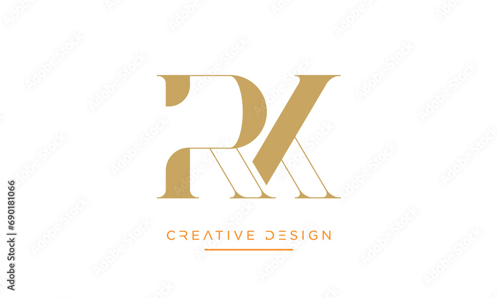 RK or KR Alphabet letters logo monogram