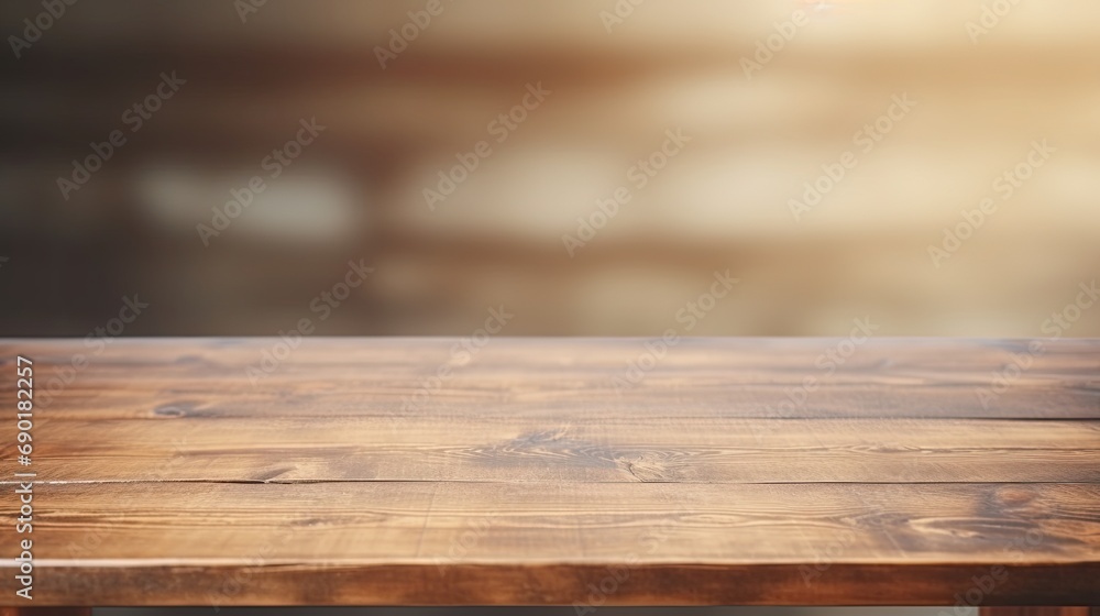 Rustic Tabletop Glowing with Golden Sunlight, Cozy Home Concept Rustic Tabletop Glowing with Golden Sunlight, Cozy Home Concept