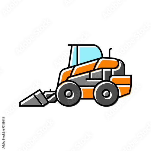 skid steer construction vehicle color icon vector. skid steer construction vehicle sign. isolated symbol illustration