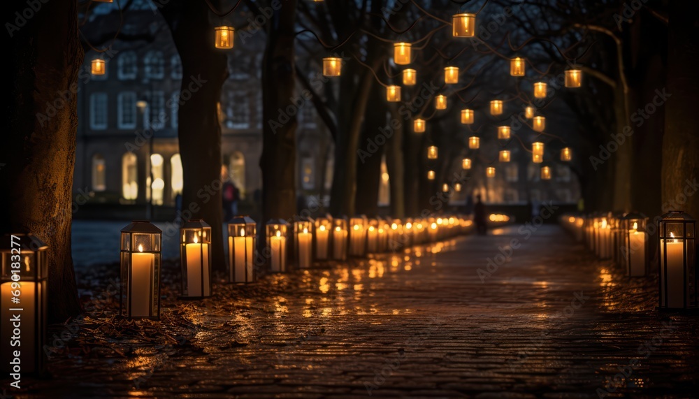 Lit Candles Illuminating a Path