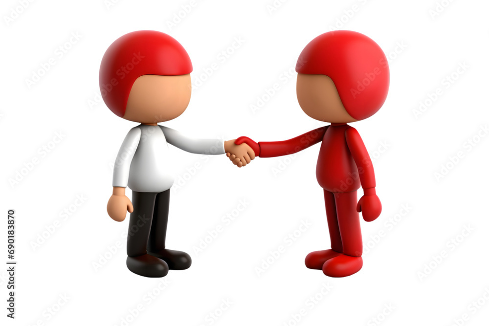 3d cartoon man and woman shaking hands. Generative Ai. 3d cartoon man and woman shaking hands. Generative Ai.
