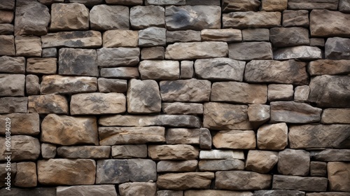 Rustic Stone Wall Texture Background, Natural Rock Construction