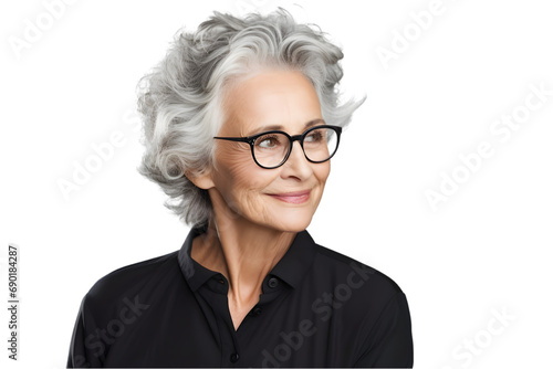 Senior woman isolated on the white background. Generative Ai.