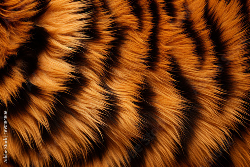 illustration of tiger fur skin texture background. Created with Generative AI	 photo