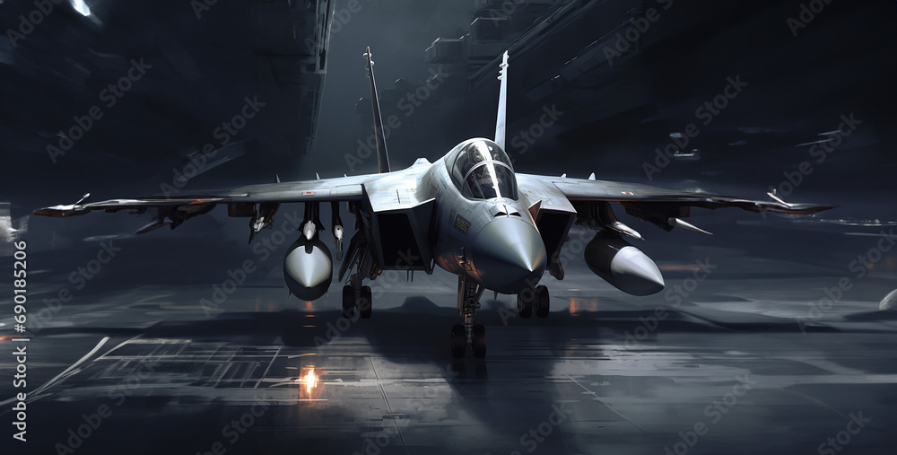 Fototapeta premium fighter, airplane in the sky, airplane in flight
