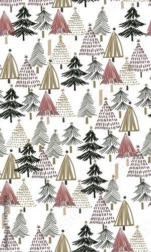 Christmas tree seamless pattern for gift wrapping 