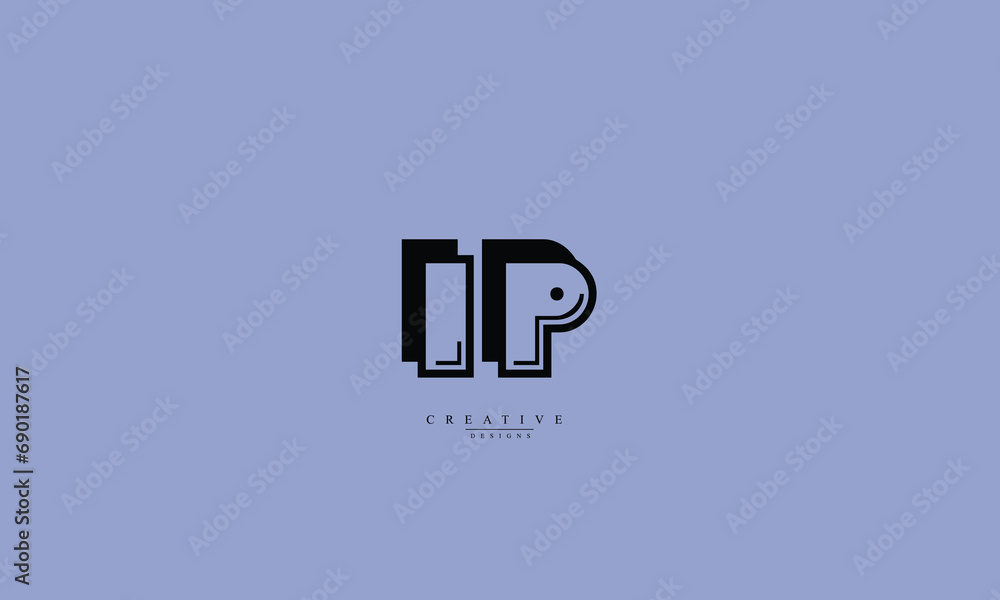 Alphabet letters Initials Monogram logo IP PI I P Alphabet letters Initials Monogram logo IP PI I P