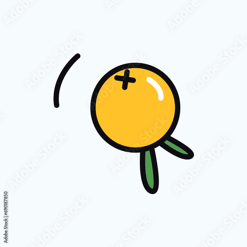 Winter element of colorful set. Winter-themed artwork adorned with a yellow strawberry symbolize the elements that can brighten up the cold season. Vector illustration.