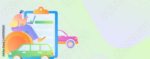 Buy insurance for car flat character vector concept operation illustration
