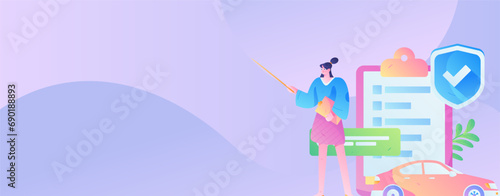 Buy insurance for car flat character vector concept operation illustration
