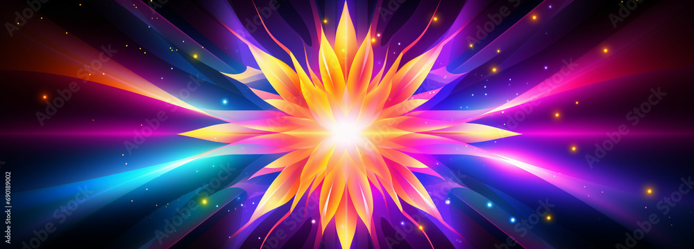 a colorful star with a bright light on a black background a colorful star with a bright light on a black background