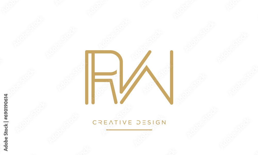 Alphabet letters RW or WR logo monogram Alphabet letters RW or WR logo monogram