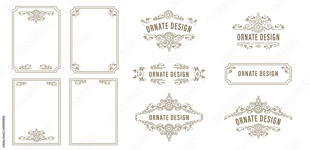 Set of decorative vector frames. Elegant element for design template, place for text