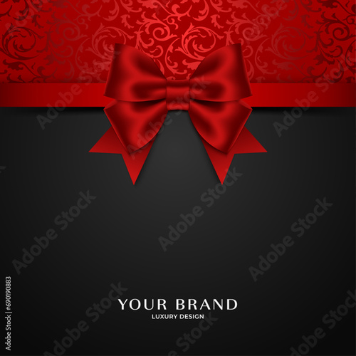Luxury black background with red bow (ID: 690190883)