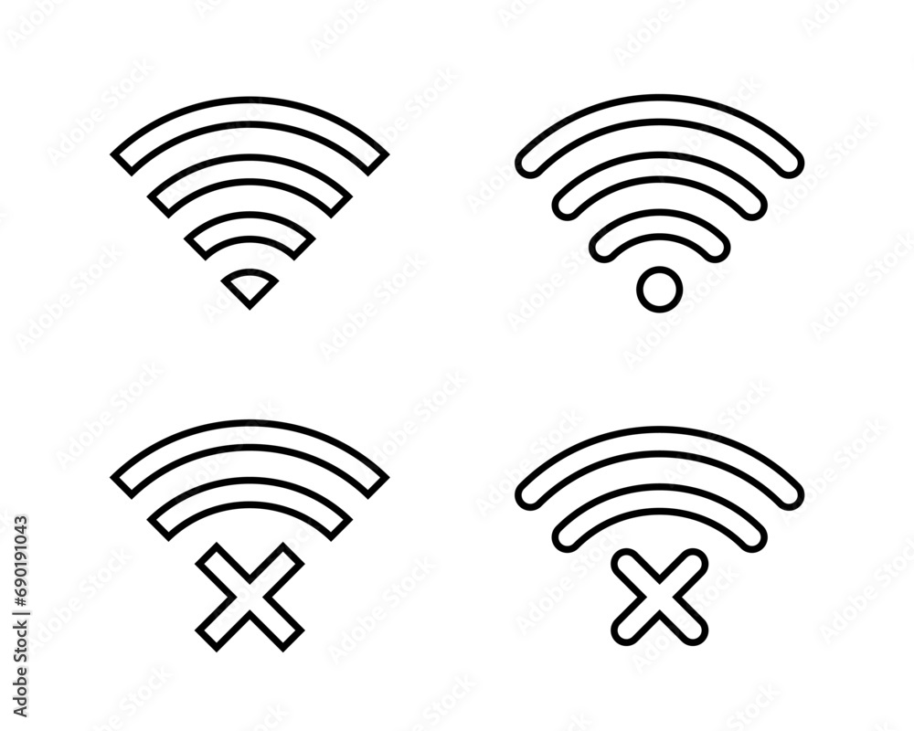 Connect and disconnect wifi icon in line style. Wireless network vector Connect and disconnect wifi icon in line style. Wireless network vector