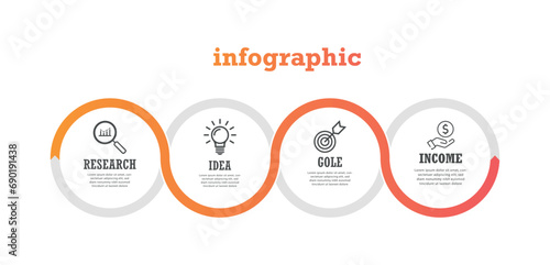 Business process. Timeline infographics with 4 steps, and options. Vector chart, Web infographic template Design.
