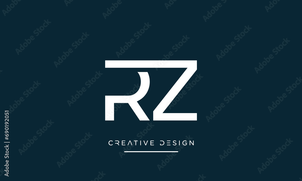 Alphabet letters RZ or Zr logo monogram Alphabet letters RZ or Zr logo monogram
