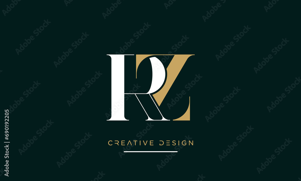 Alphabet letters RZ or Zr logo monogram Alphabet letters RZ or Zr logo monogram