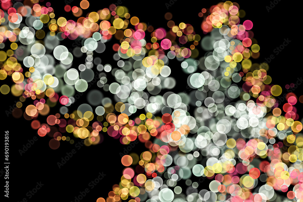 Bokeh lights effect on Green, White, Pink, Yellow, Orange, Purple color, Black Background, Abstract Blur, Glitter, Defocused, Seamless polka dot pattern , Creative, Illustration design Bokeh lights effect on Green, White, Pink, Yellow, Orange, Purple color, Black Background, Abstract Blur, Glitter, Defocused, Seamless polka dot pattern , Creative, Illustration design