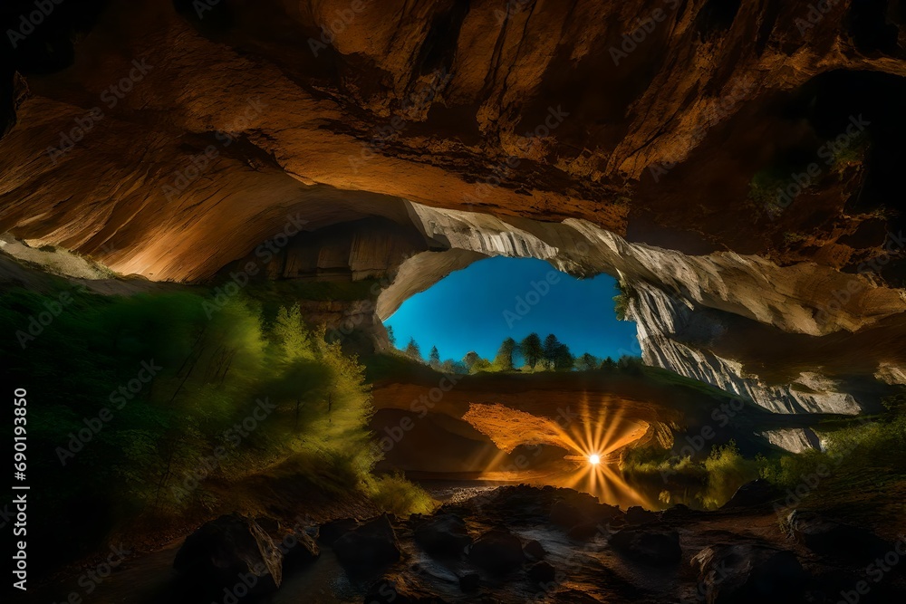 magnificent view of the devetaki cave, bulgaria