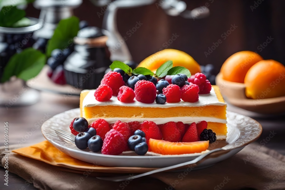 cake with berries