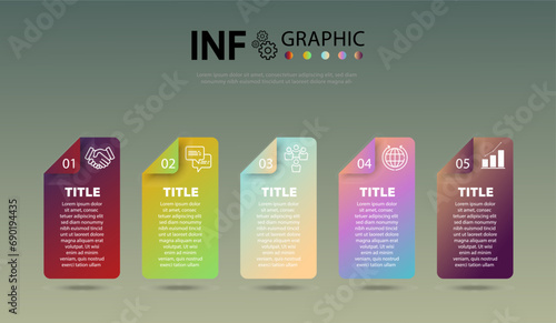 Infographic design 5 steps for diagrams, presentations, workflow layouts, banners, flowcharts, infographics.