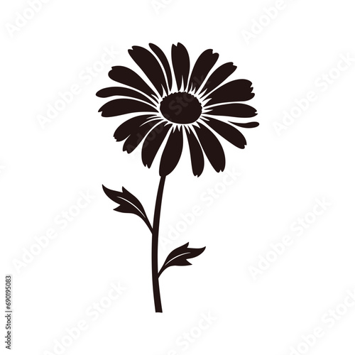 Daisy Flower Silhouette Vector isolated on a white background