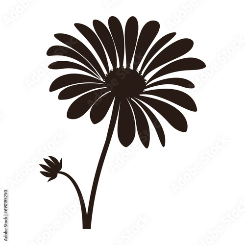 Daisy Flower Silhouette Vector isolated on a white background