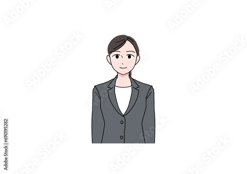 笑顔のスーツの女性