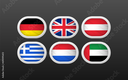 National flag icons. Flags of Germany, Great Britain, Austria, Greece, the Netherlands, United Arab Emirates set. Isolated national flags collection. Gradient background. Vector icons Free Download National flag icons. Flags of Germany, Great Britain, Austria, Greece, the Netherlands, United Arab Emirates set. Isolated national flags collection. Gradient background. Vector icons - GFXLoad