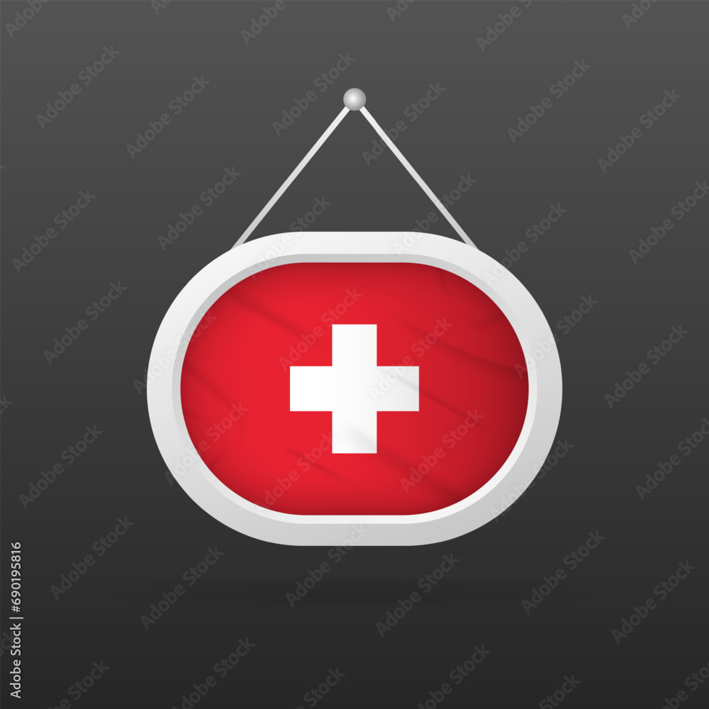 Obraz premium National flag of Switzerland. Banner national flag of Switzerland. Wall plaque with flag. Gradient background. National flag of Switzerland. Vector icon