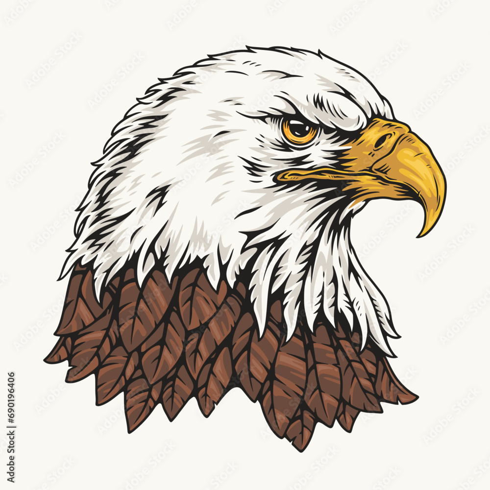 Fototapeta premium Bald eagle colorful vintage emblem