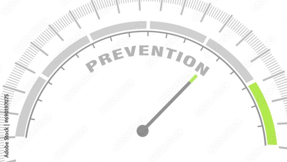 Prevention and protection concept. Instrument scale with arrow. Colorful infographic gauge element. Prevention and protection concept. Instrument scale with arrow. Colorful infographic gauge element.
